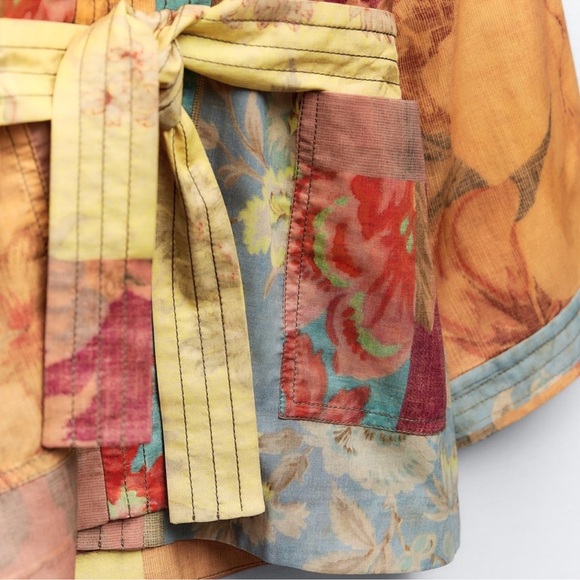 NWT ZARA PATCHWORK PRINT KIMONO with Belts Size Medium/Large - Picture 8 of 12